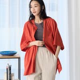 ORANGE | リネンレーヨンスクエアドルマンブラウス | coen【women】