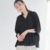 BLACK | 【接触冷感】リラクシーストライプスキッパーブラウス | coen【women】