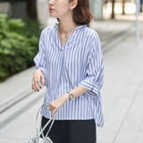 COBALT | 【接触冷感】リラクシーストライプスキッパーブラウス | coen【women】