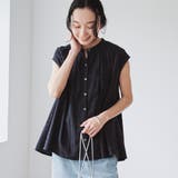 BLACK | 【Lipa別注】 刺繍タックコットンフレンチブラウス | coen【women】