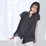 DK.GRAY | バックシャーリングスキッパーフレンチスリーブブラウス | coen【women】