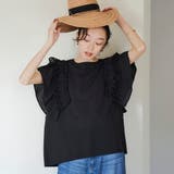BLACK | スカラップレースフリルスリーブブラウス | coen【women】