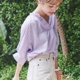 PURPLE | カラーストライプスキッパーブラウス | coen OUTLET