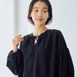 BLACK | ハイツイストボイルコットン2WAYブラウス | coen【women】