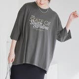 DK.GRAY | ピグメントドッキング布帛五分袖Tシャツ | coen【women】