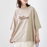 BEIGE | ピグメントドッキング布帛五分袖Tシャツ | coen【women】