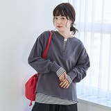 【セットアイテム】2wayヘンリーネック裏毛プルオーバー ボーダーロンTセット | coen【women】 | 詳細画像8 