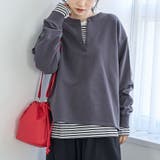 BLACK | 【セットアイテム】2wayヘンリーネック裏毛プルオーバー ボーダーロンTセット | coen【women】