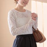 カットレース クルーネック 長袖トップス | coen【women】 | 詳細画像1