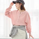 LT.PINK | シアーワッフル ヘンリーネックロンT | coen【women】