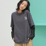 DK.GRAY | 袖シアードッキング レイヤード風ロゴロンT | coen【women】