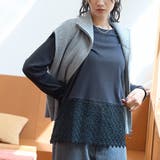 BLACK | 【新型登場】裾レース切替 レイヤード風ロンT | coen【women】