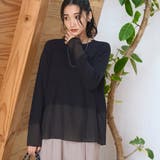 BLACK | レイヤード風シアー長袖トップス | coen【women】