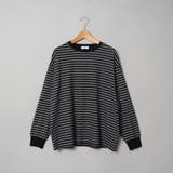 BLACK | 両面微起毛 マルチボーダークルーネックトップス | coen【women】
