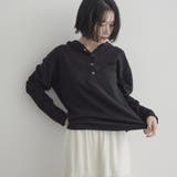 BLACK | カワリ天竺 フード付きヘンリーネック長袖トップス | coen【women】
