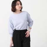 LT.BLUE | ウェーブフライスボートネックプルオーバー | coen【women】