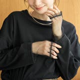 BLACK | 【再入荷・新色登場】袖チュール切替ロングスリーブTシャツ | coen【women】
