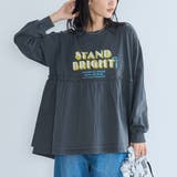 DK.GRAY | 布帛ドッキングロゴプリントロンT | coen【women】