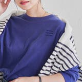 NAVY | ミニ刺繍ロングスリーブTシャツ | coen OUTLET
