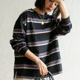 BLACK | ヴィンテージライクボーダーロングスリーブTシャツ | coen【women】