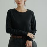 BLACK | メローリブクルーネックロンT | coen【women】