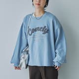 LT.BLUE | アソートロゴ刺繍裏毛クルーネックスウェット | coen【women】