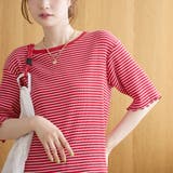 RED | メロークルーネック リブ半袖ゆるTシャツ | coen【women】