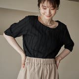 BLACK | ナミナミジャガードメロー五分袖Tシャツ | coen【women】