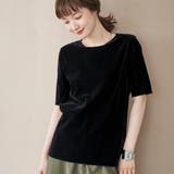 BLACK | シアーベロアハーフスリーブTシャツ | coen【women】