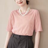 LT.PINK | シアーベロアハーフスリーブTシャツ | coen【women】