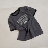 DK.GRAY | フロッキーロゴプリントリンガーTシャツ | coen【women】