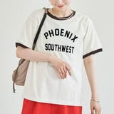 NATURAL | フロッキーロゴプリントリンガーTシャツ | coen【women】
