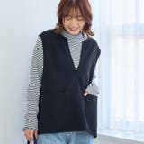 BLACK | カットジョーゼット キーネックベスト | coen【women】