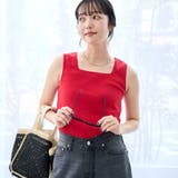 RED | リブスクエアネックタンクトップ | coen【women】