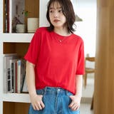 RED | コットンナイロンシアークルー半袖Tシャツ | coen【women】