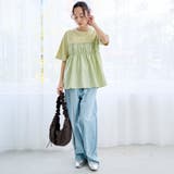 布帛ドッキング 切替ギャザーTシャツ | coen【women】 | 詳細画像15 