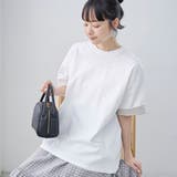 OFF WHITE | 袖裏配色 ロゴ刺繍Tシャツ | coen【women】