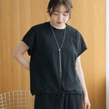 BLACK | リネン混カノコフレンチスリーブカットソー | coen【women】