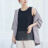 BLACK | 裾シアー切替 レイヤード風タンクトップ | coen【women】