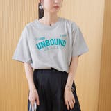 LT.GRAY | 【汗染み軽減】 立体ロゴ風プリントTシャツ | coen【women】