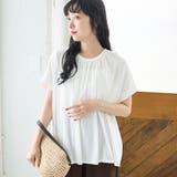 OFF WHITE | 強撚コットン ギャザーデザインカットソー | coen【women】