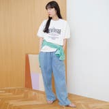 フラワーワッフル刺繍 ロゴプリントゆるTシャツ | coen【women】 | 詳細画像2