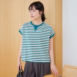 スラブボーダー フレンチスリーブTシャツ | coen【women】 | 詳細画像11 