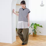 スラブボーダー フレンチスリーブTシャツ | coen【women】 | 詳細画像2 