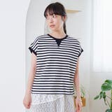 スラブボーダー フレンチスリーブTシャツ | coen【women】 | 詳細画像4 