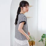 スラブボーダー フレンチスリーブTシャツ | coen【women】 | 詳細画像5 