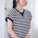 スラブボーダー フレンチスリーブTシャツ | coen【women】 | 詳細画像7 
