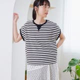 BLACK | スラブボーダー フレンチスリーブTシャツ | coen【women】