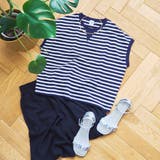 NAVY | スラブボーダー フレンチスリーブTシャツ | coen【women】