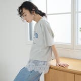 【汗染み軽減 / 接触冷感】裾レースドッキング アソートロゴプリントTシャツ | coen【women】 | 詳細画像14